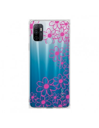 Coque Oppo A53 / A53s Pink Flowers Fleurs Roses Transparente - Sylvia Cook