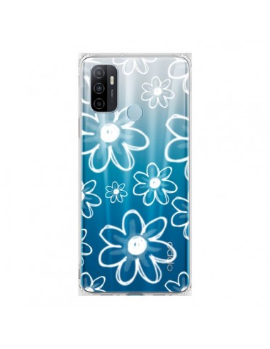 Coque Oppo A53 / A53s Mandala Blanc White Flower Transparente - Sylvia Cook