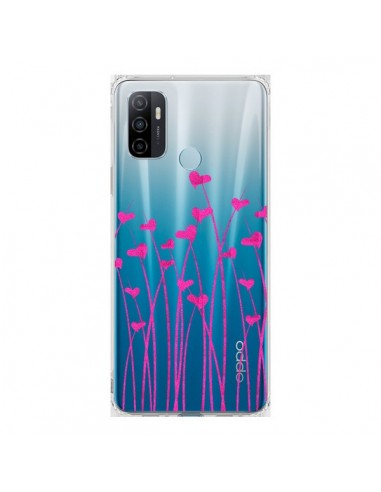 Coque Oppo A53 / A53s Love in Pink Amour Rose Fleur Transparente - Sylvia Cook