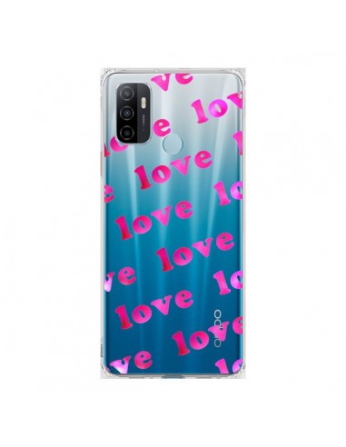 Coque Oppo A53 / A53s Pink Love Rose Transparente - Sylvia Cook