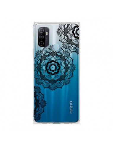 Coque Oppo A53 / A53s Triple Mandala Noir Black Transparente - Sylvia Cook