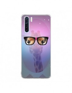 Coque Oppo Reno3 / A91 Girafe Geek à Lunettes - Aurelie...