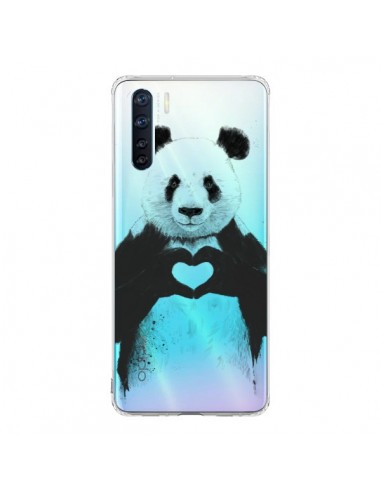 Coque Oppo Reno3 / A91 Panda All You Need Is Love Transparente - Balazs Solti