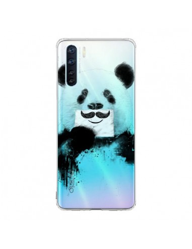 Coque Oppo Reno3 / A91 Funny Panda Moustache Transparente - Balazs Solti