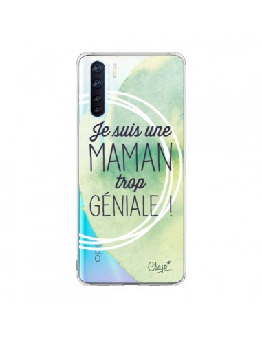 Coque Oppo Reno3 / A91 Je suis une Maman trop Géniale Vert Transparente - Chapo