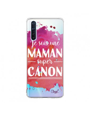 Coque Oppo Reno3 / A91 Je suis une Maman super Canon Rose Transparente - Chapo