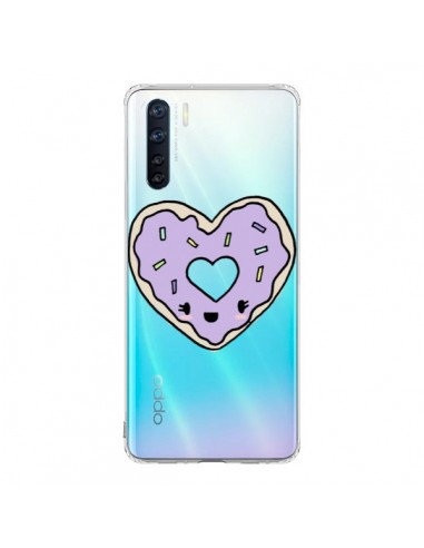 Coque Oppo Reno3 / A91 Donuts Heart Coeur Violet Transparente - Claudia Ramos