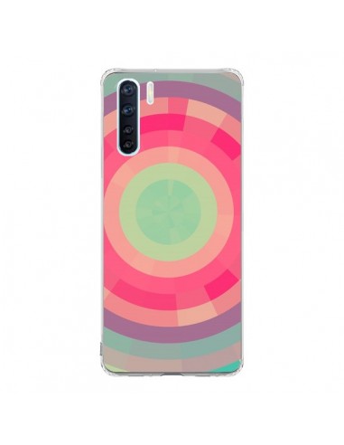 Coque Oppo Reno3 / A91 Spirale de Couleurs Rose Vert - Eleaxart