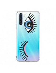 Coque Oppo Reno3 / A91 Eyes Oeil Yeux Bleus Transparente...