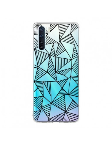 Coque Oppo Reno3 / A91 Lignes Grilles Triangles Grid Abstract Noir Transparente - Project M
