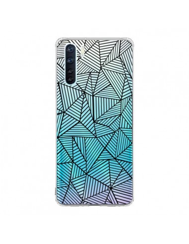 Coque Oppo Reno3 / A91 Lignes Grilles Triangles Full Grid Abstract Noir Transparente - Project M