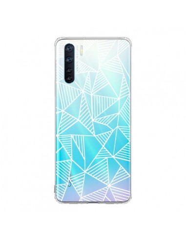 Coque Oppo Reno3 / A91 Lignes Grilles Triangles Grid Abstract Blanc Transparente - Project M