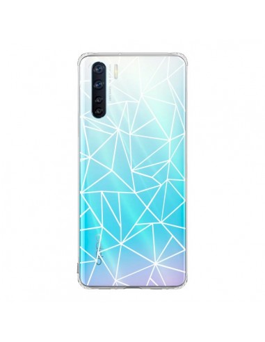 Coque Oppo Reno3 / A91 Lignes Triangles Grid Abstract Blanc Transparente - Project M