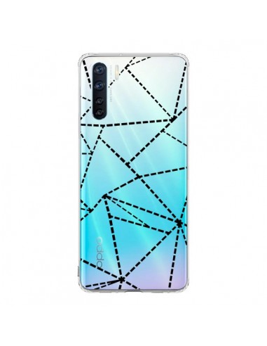 Coque Oppo Reno3 / A91 Lignes Points Abstract Noir Transparente - Project M