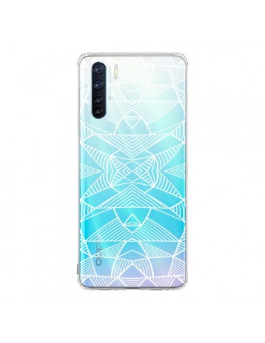 Coque Oppo Reno3 / A91 Lignes Miroir Grilles Triangles Grid Abstract Blanc Transparente - Project M