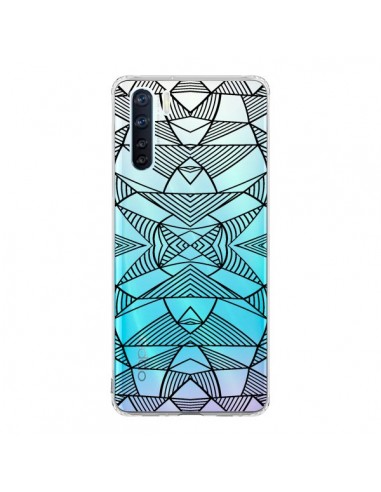 Coque Oppo Reno3 / A91 Lignes Miroir Grilles Triangles Grid Abstract Noir Transparente - Project M