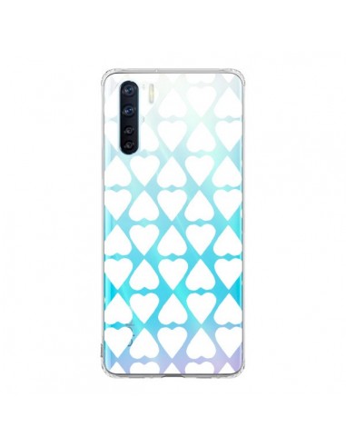 Coque Oppo Reno3 / A91 Coeurs Heart Blanc Transparente - Project M