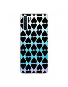 Coque Oppo Reno3 / A91 Coeurs Heart Noir Transparente -...