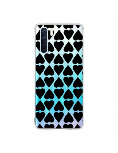 Coque Oppo Reno3 / A91 Coeurs Heart Noir Transparente - Project M