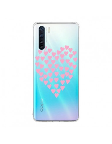 Coque Oppo Reno3 / A91 Coeurs Heart Love Rose Pink Transparente - Project M