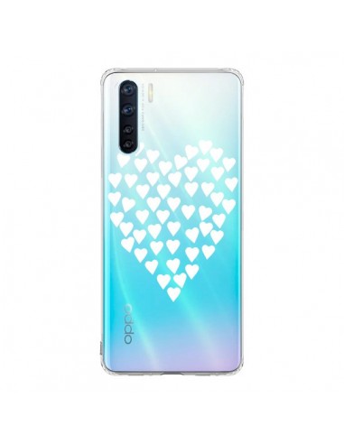 Coque Oppo Reno3 / A91 Coeurs Heart Love Blanc Transparente - Project M