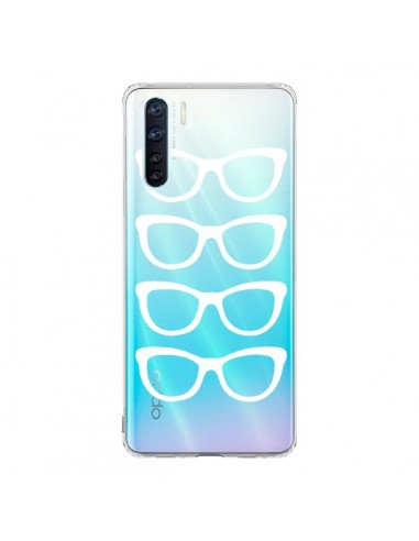 Coque Oppo Reno3 / A91 Sunglasses Lunettes Soleil Blanc Transparente - Project M