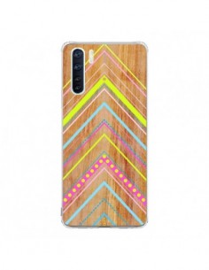 Coque Oppo Reno3 / A91 Wooden Chevron Pink Bois Azteque...