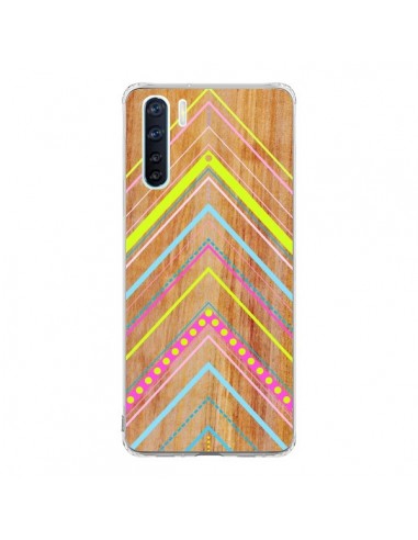 Coque Oppo Reno3 / A91 Wooden Chevron Pink Bois Azteque Aztec Tribal - Jenny Mhairi