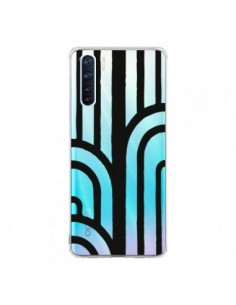 Coque Oppo Reno3 / A91 Geometric Noir Transparente -...