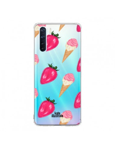 Coque Oppo Reno3 / A91 Strawberry Ice Cream Fraise Glace Transparente - kateillustrate