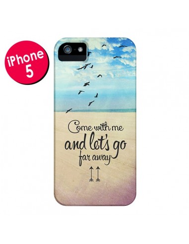 Coque Let's Go Far Away Beach Plage pour iPhone 5 et 5S - Eleaxart