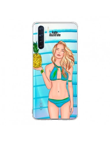 Coque Oppo Reno3 / A91 Malibu Ananas Plage Ete Bleu Transparente - kateillustrate