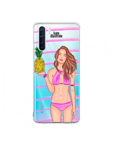 Coque Oppo Reno3 / A91 Malibu Ananas Plage Ete Rose Transparente - kateillustrate