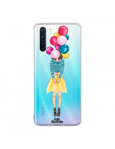 Coque Oppo Reno3 / A91 Girls Balloons Ballons Fille Transparente - kateillustrate