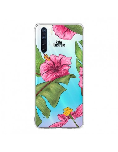 Coque Oppo Reno3 / A91 Tropical Leaves Fleurs Feuilles Transparente - kateillustrate