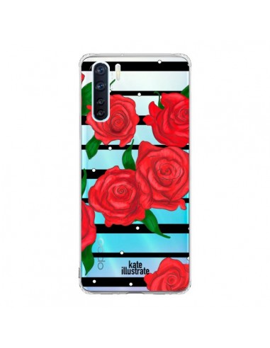 Coque Oppo Reno3 / A91 Red Roses Rouge Fleurs Flowers Transparente - kateillustrate