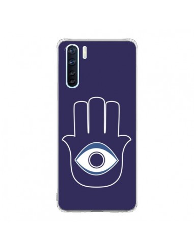 Coque Oppo Reno3 / A91 Main de Fatma Oeil Bleu - Laetitia