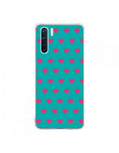 Coque Oppo Reno3 / A91 Coeurs Roses Fond Bleu - Laetitia