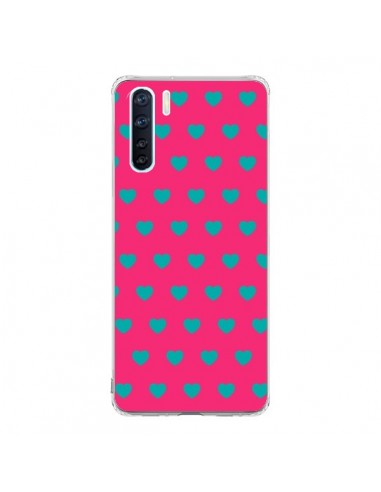 Coque Oppo Reno3 / A91 Coeurs Bleus Fond Rose - Laetitia