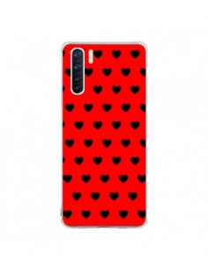 Coque Oppo Reno3 / A91 Coeurs Noirs Fond Rouge - Laetitia