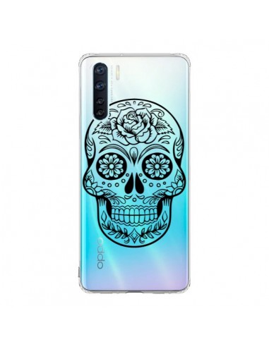 Coque Oppo Reno3 / A91 Tête de Mort Mexicaine Noir Transparente - Laetitia
