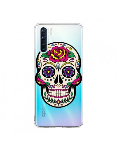 Coque Oppo Reno3 / A91 Tête de Mort Mexicaine Fleurs Transparente - Laetitia