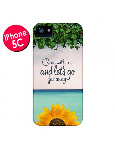 Coque Let's Go Far Away Flower Fleur Tournesol pour iPhone 5C - Eleaxart