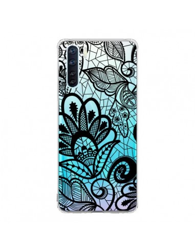 Coque Oppo Reno3 / A91 Lace Fleur Flower Noir Transparente - Petit Griffin