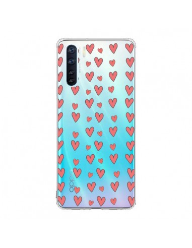 Coque Oppo Reno3 / A91 Coeurs Heart Love Amour Rouge Transparente - Petit Griffin