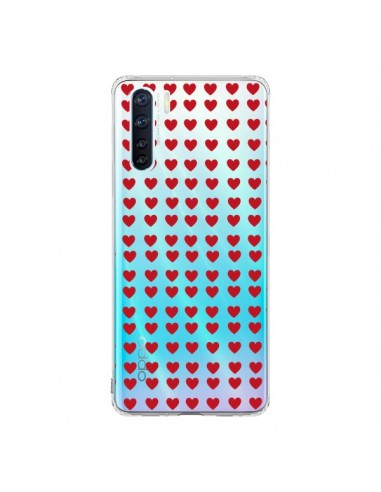 Coque Oppo Reno3 / A91 Coeurs Heart Love Amour Red Transparente - Petit Griffin