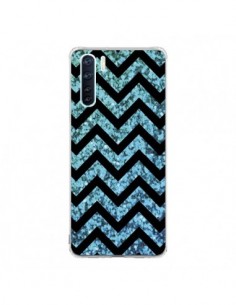 Coque Oppo Reno3 / A91 Chevron Aqua Sparkle Triangle...