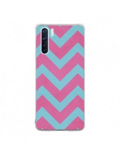 Coque Oppo Reno3 / A91 Strawberry Chevron Rose Bleu -...