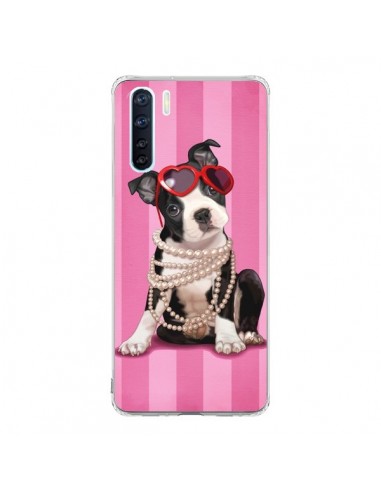 Coque Oppo Reno3 / A91 Chien Dog Fashion Collier Perles Lunettes Coeur - Maryline Cazenave