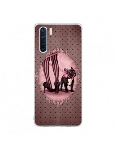 Coque Oppo Reno3 / A91 Lady Jambes Chien Dog Rose Pois...